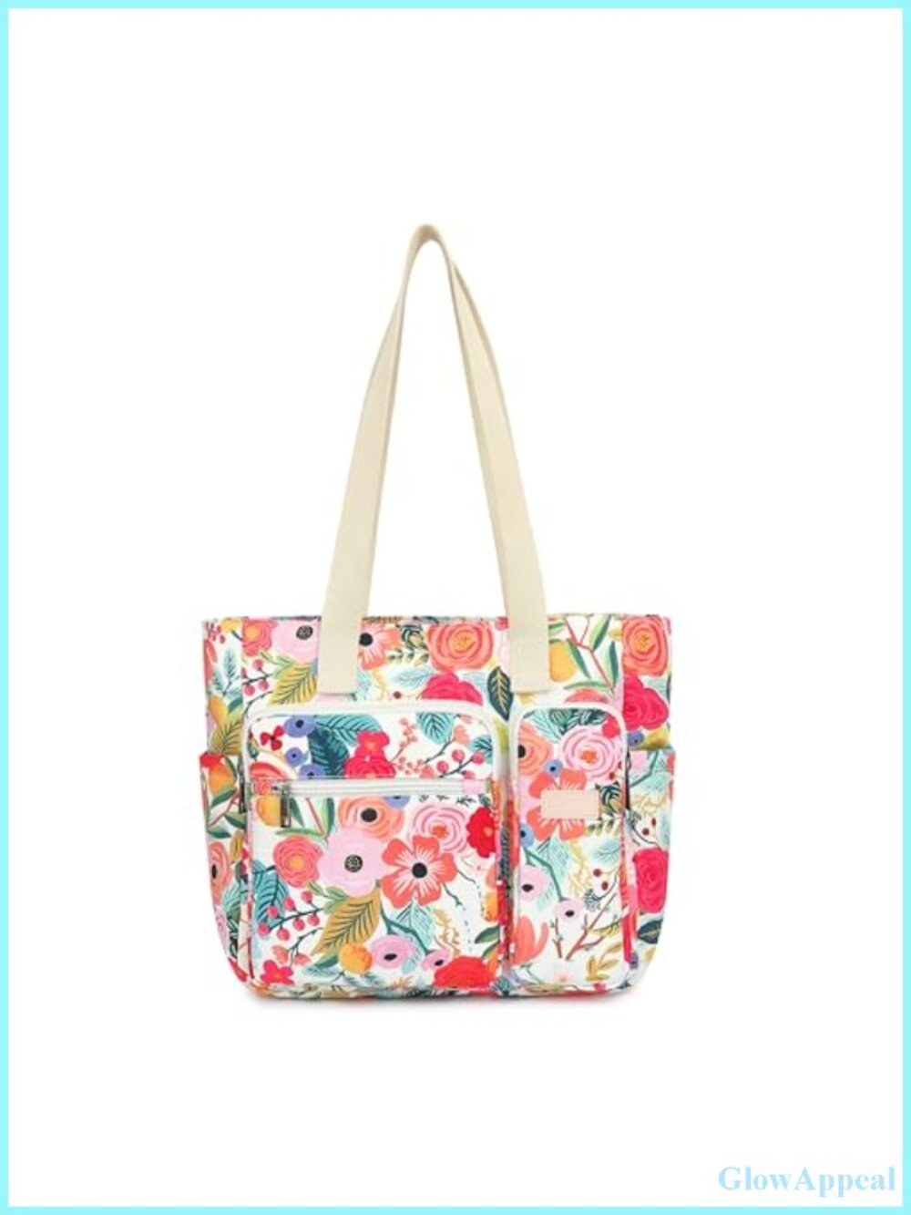 Large Capacity Tote Bag with Pockets, Lightweight Canvas Shoulder Bag for Work,